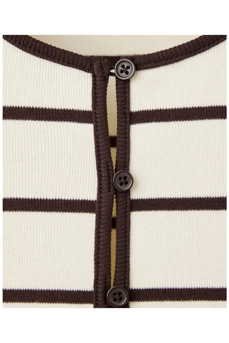 Stripe Button & Loop Cotton Cardigan, Alternate, color, ECRU