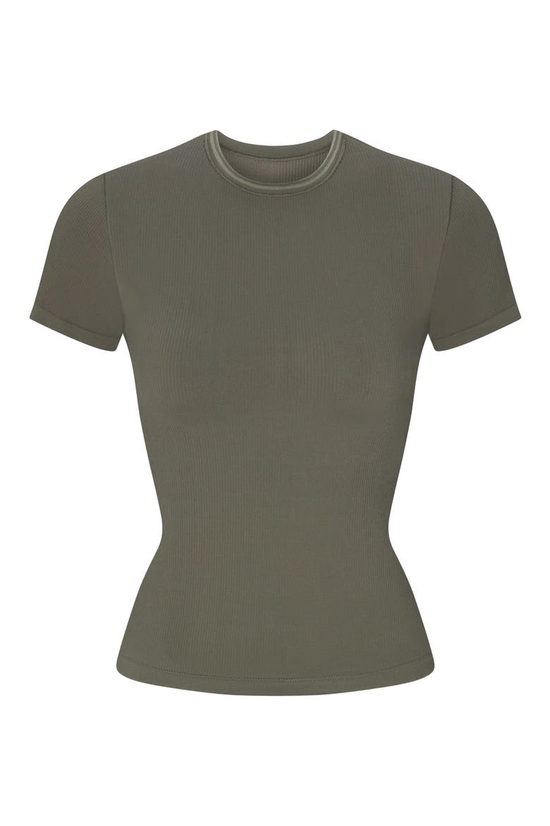 Ribbed Seamless T-Shirt, Alternate, color, DUSTY OAKMOSS/ DUNE