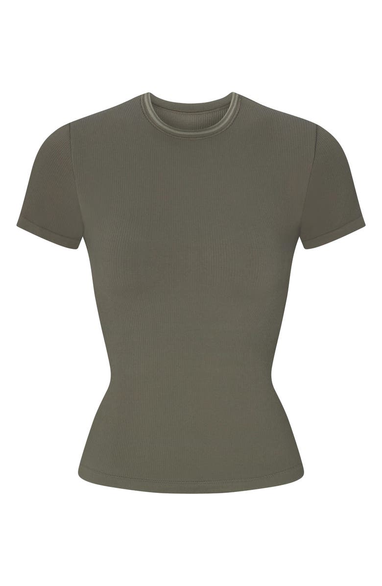 NikeSKIMS Ribbed Seamless T-Shirt, Alternate, color, Dusty Oakmoss/ Dune