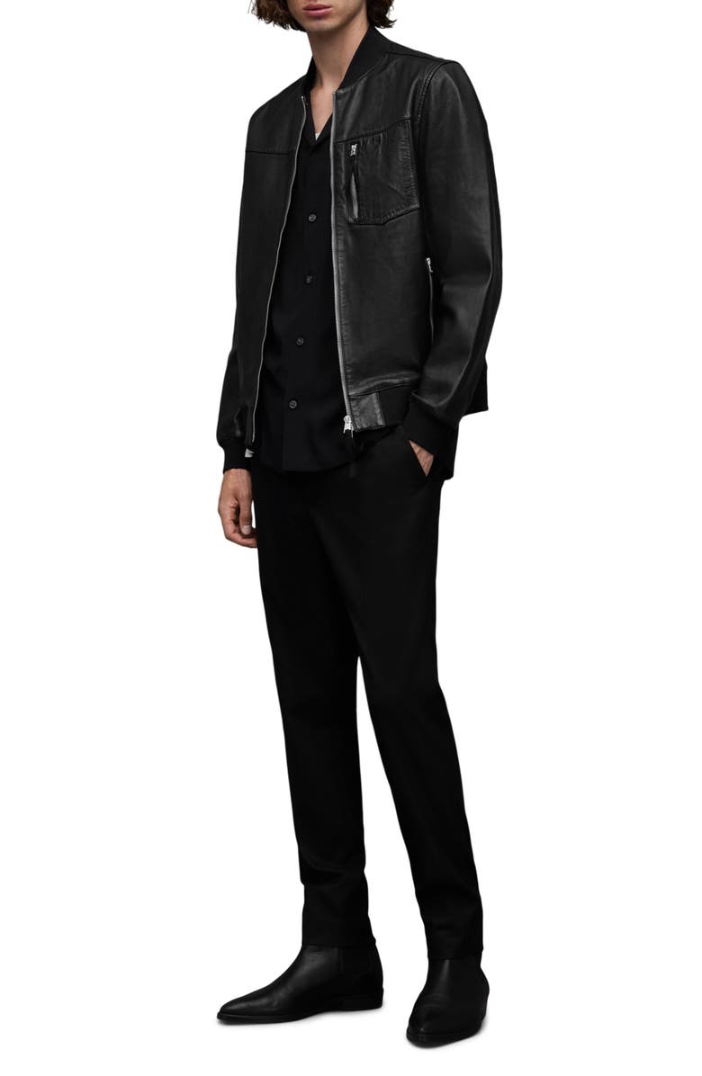 AllSaints Tyro Leather Bomber Jacket, Alternate, color, 