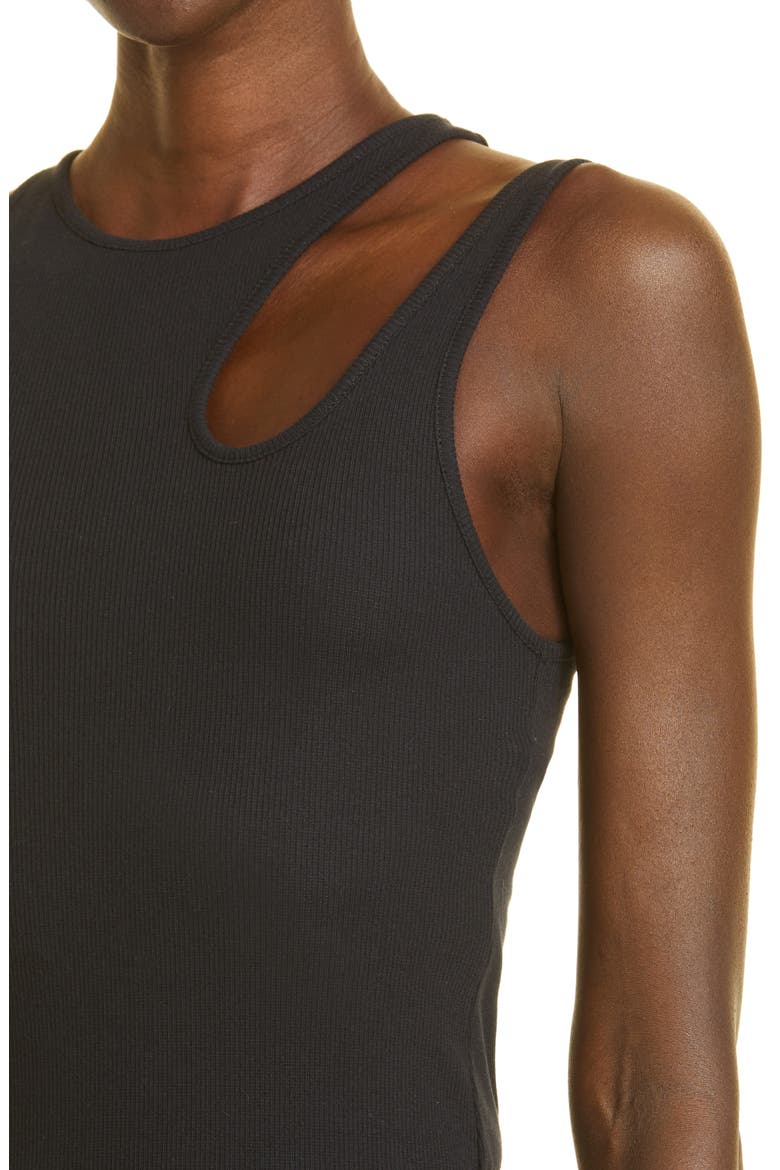 Gender Inclusive Romain Cutout Rib Tank, Alternate, color, BLACK