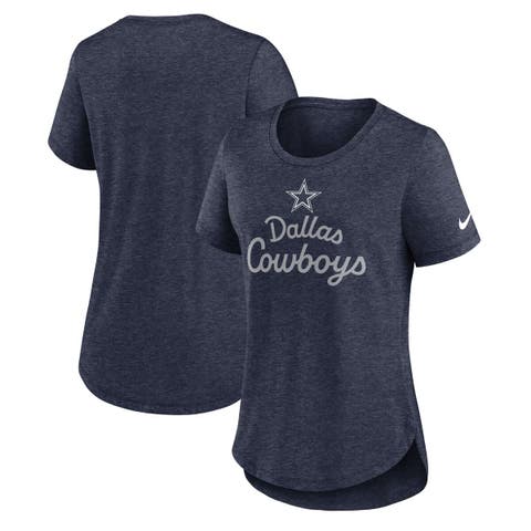 Women's Nike Heather Navy Dallas Cowboys Script Tri-Blend T-Shirt