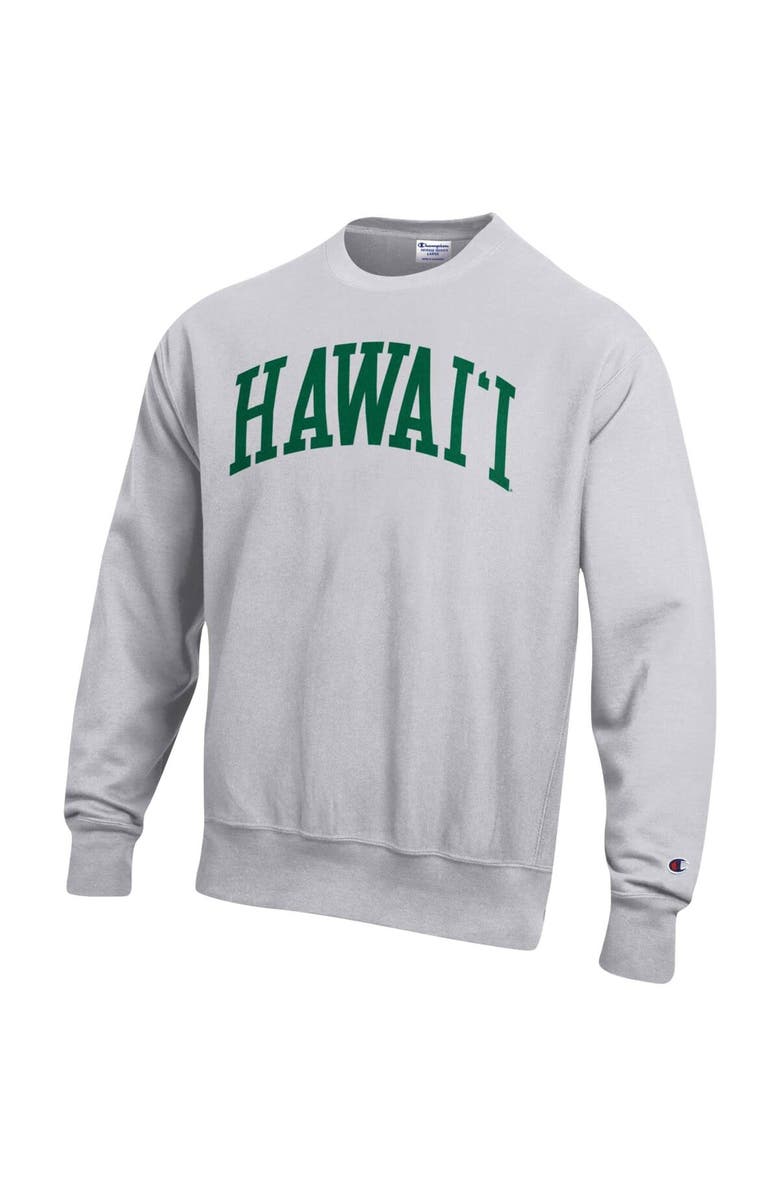 Champion Men's Champion Heathered Gray Hawaii Warriors Arch Reverse Weave Pullover Sweatshirt, Alternate, color, 