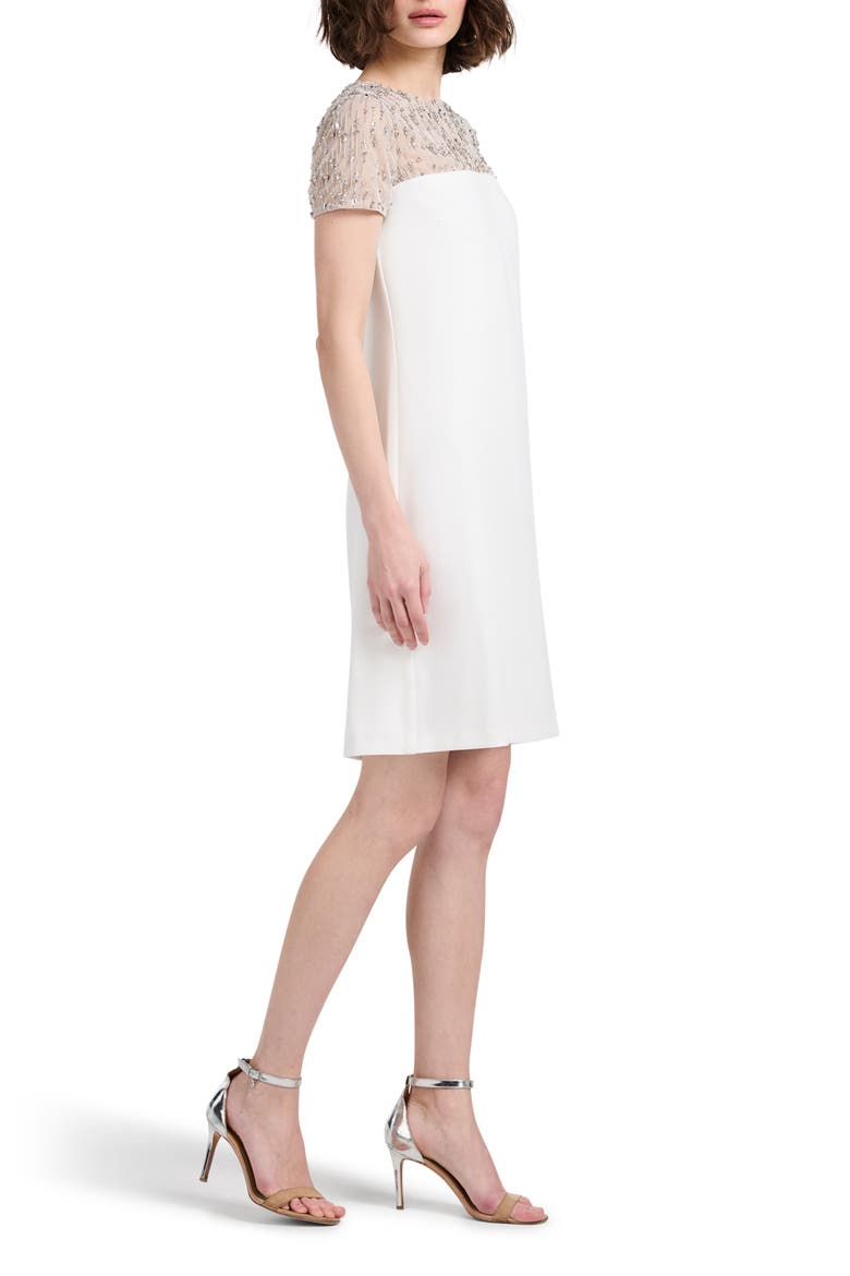 Crystal Illusion Stretch Crepe Cocktail Dress, Alternate, color, IVORY