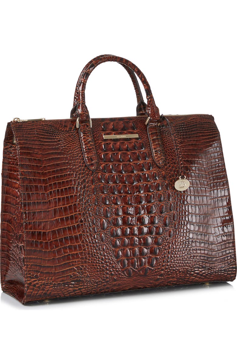 Brahmin Business Croc Embossed Leather Tote, Alternate, color, Pecan
