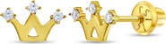 In Season Jewelry 14k 3 Point Cubic Zirconia Crown Earrings