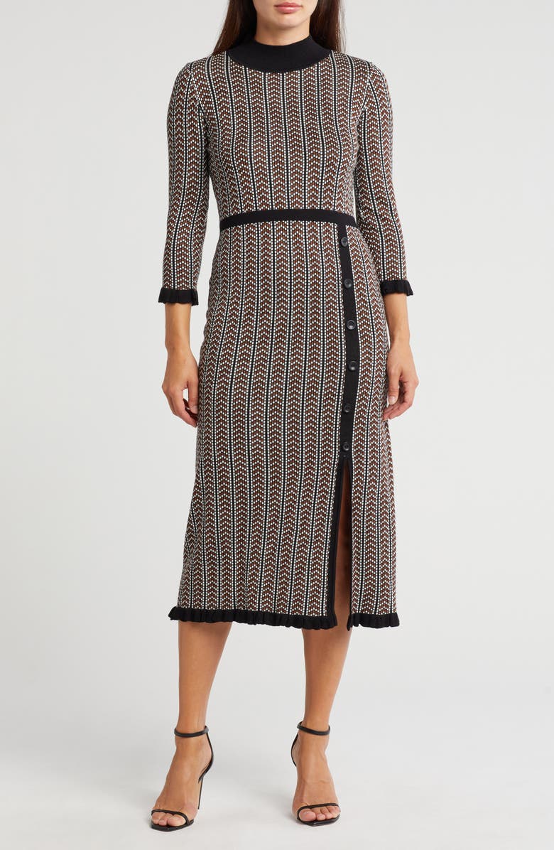 SANDRA DARREN Mock Neck Split Hem Sweater Dress, Main, color, 