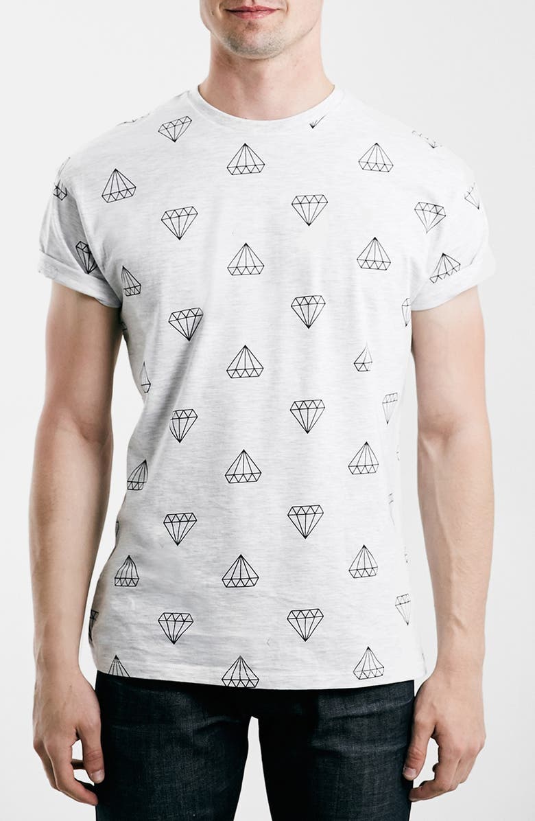 Topman Diamond Print T-Shirt, Main, color, 