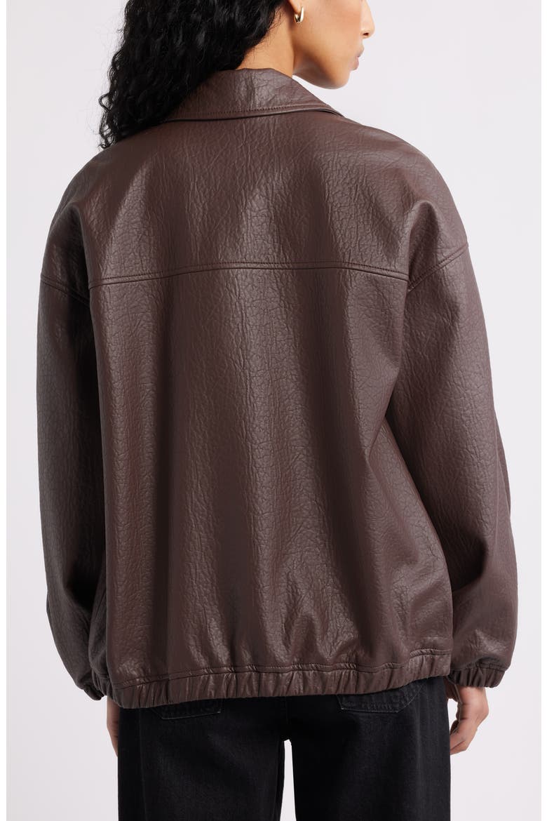 Oversize Faux Leather Jacket, Alternate, color, BROWN SEAL
