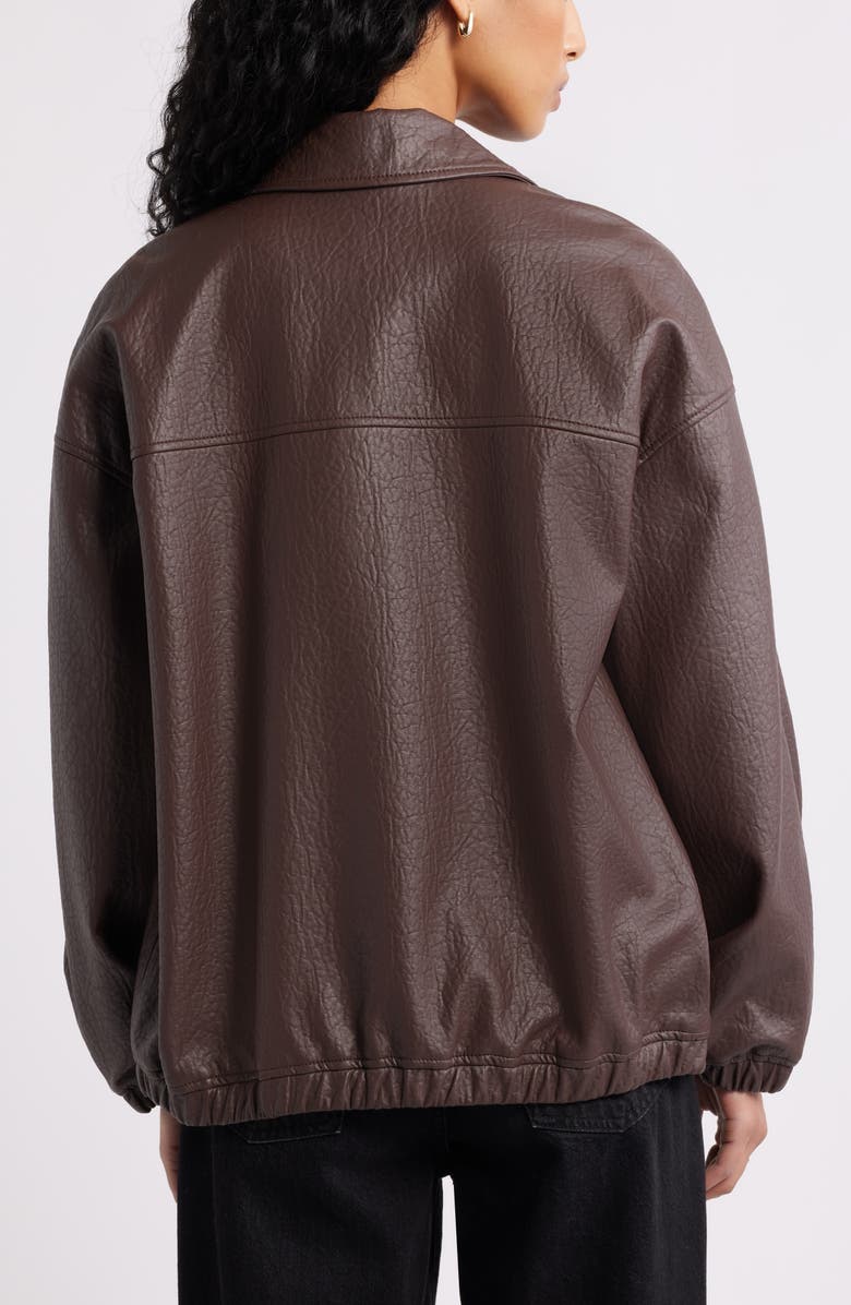 Open Edit Oversize Faux Leather Jacket, Alternate, color, Brown Seal