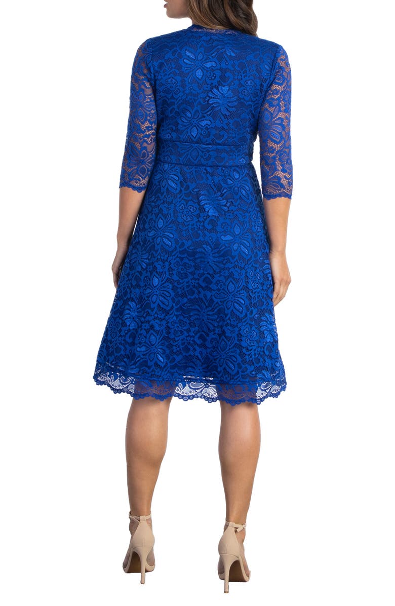 Kiyonna Missy Lace Elbow Sleeve Dress, Alternate, color, Sapphire