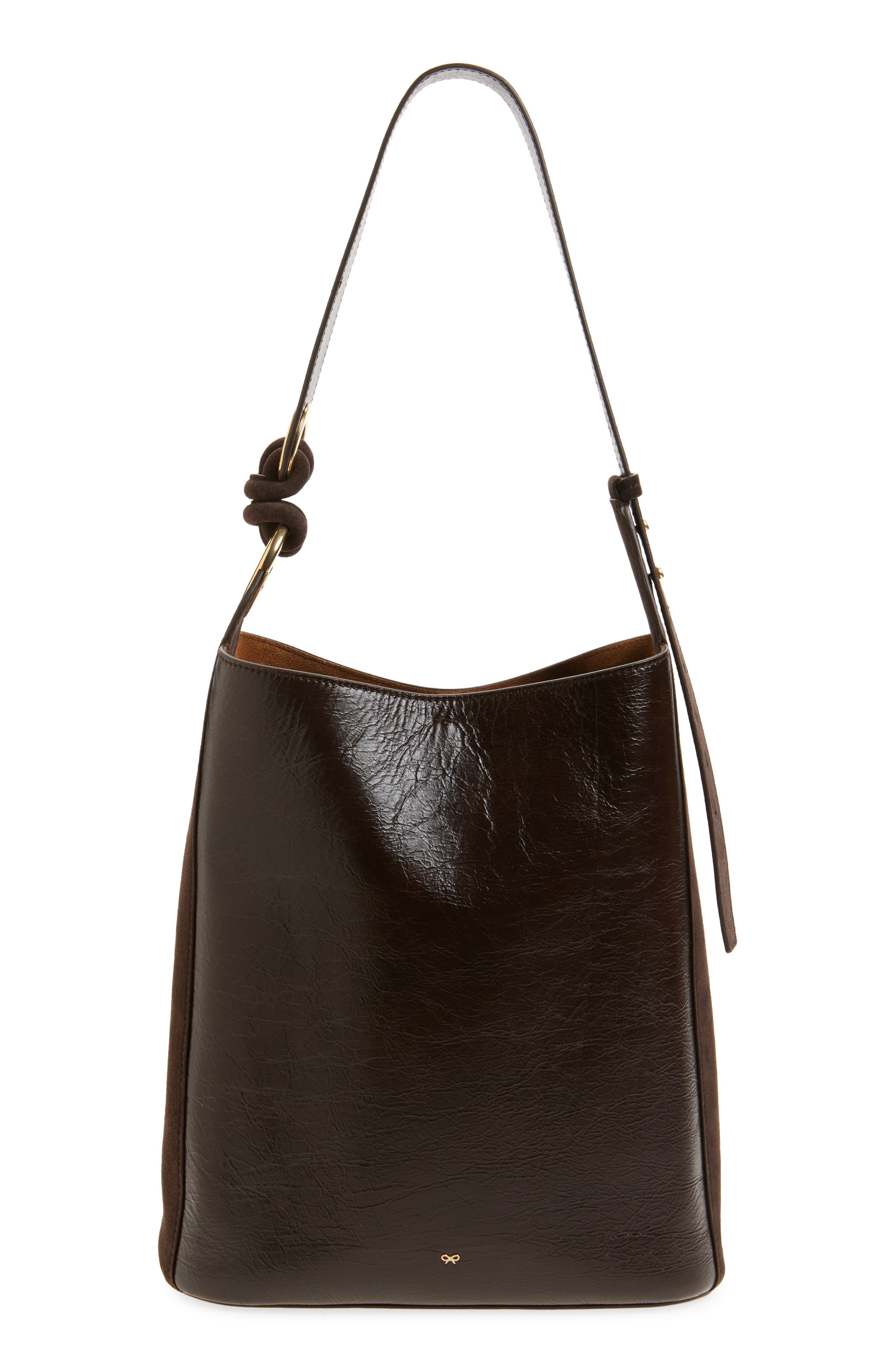 Anya Hindmarch Ringo Leather North/South Shoulder Bag, Alternate, color, Chocolate