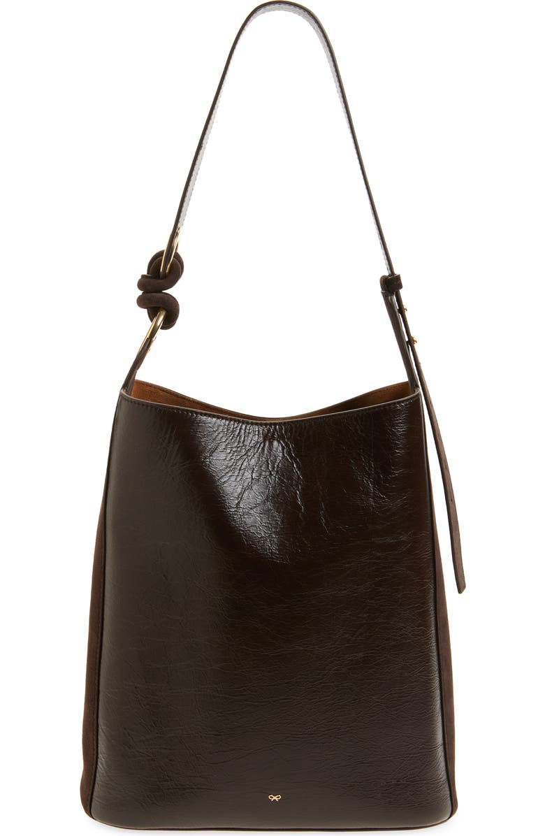 Anya Hindmarch Ringo Leather North/South Shoulder Bag, Alternate, color, Chocolate