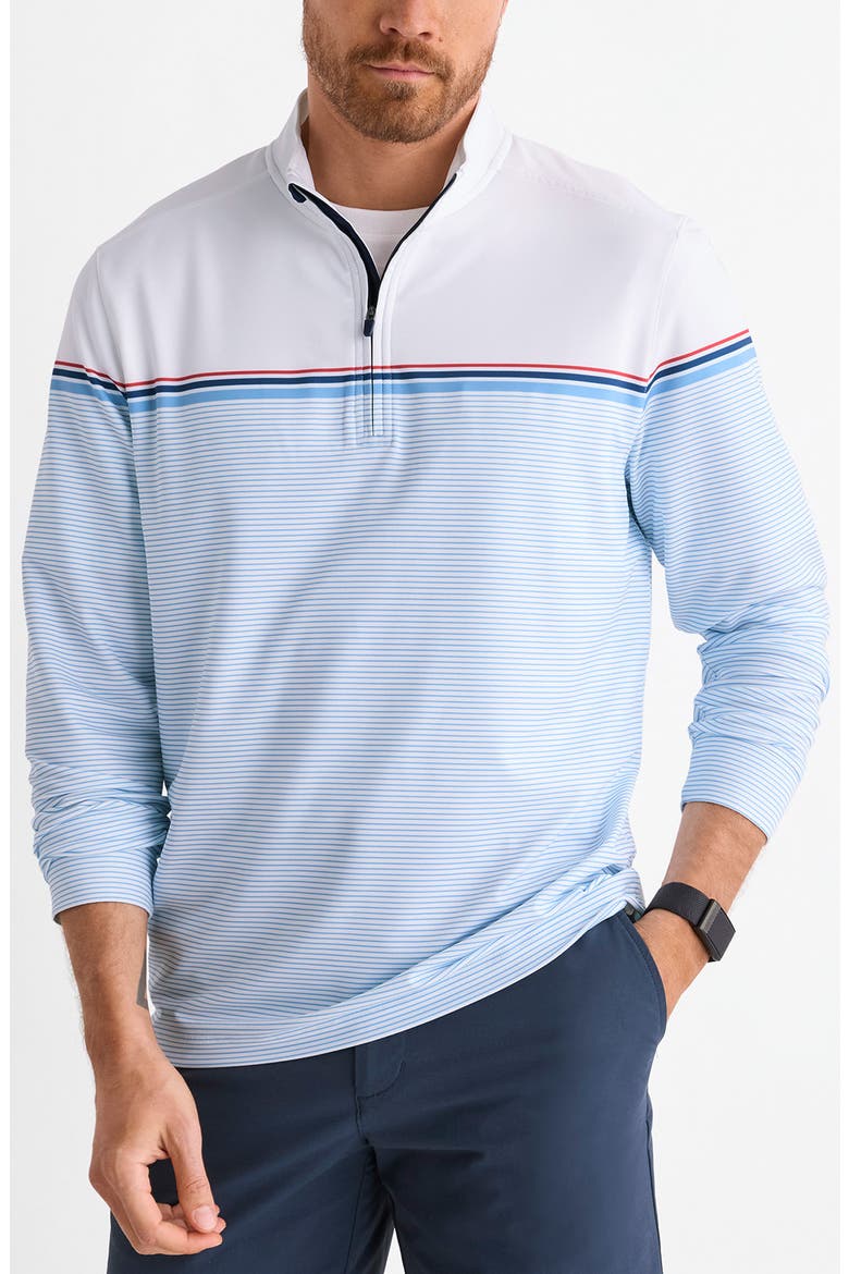 Performance Club Quarter-Zip Pullover, Main, color, RED WHITE BLUE MICRO STRIPE