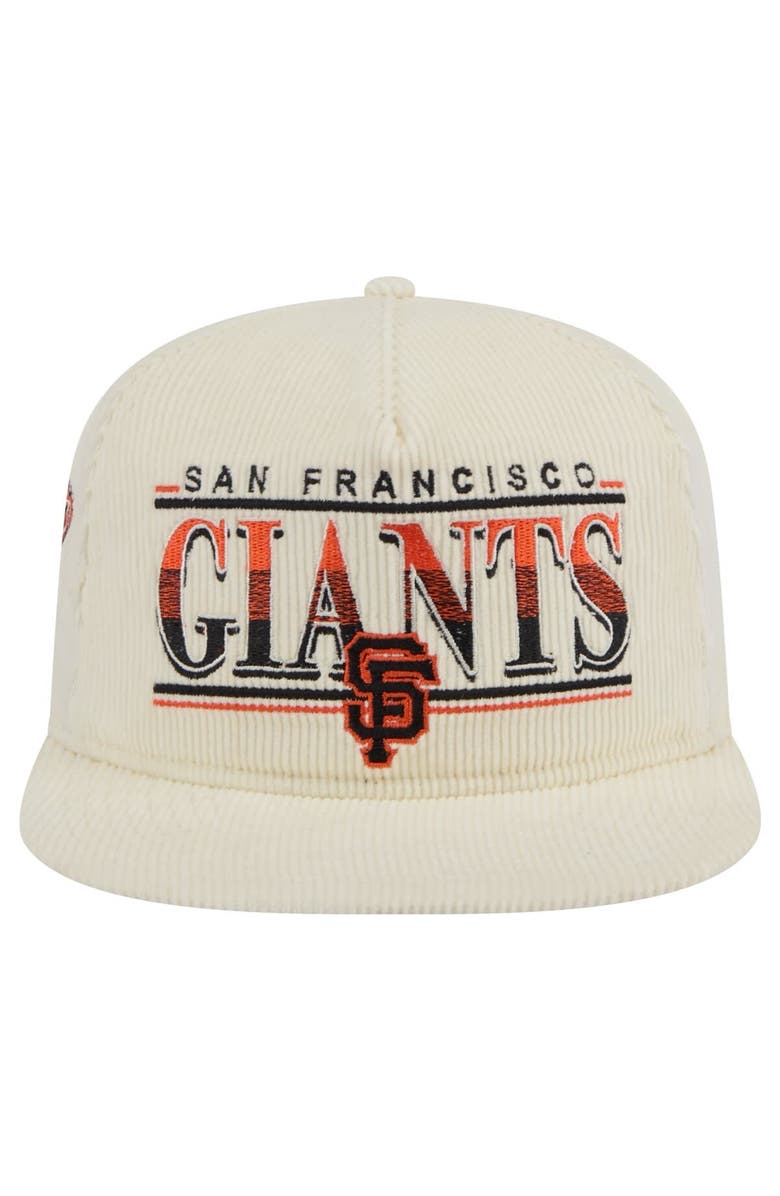 New Era Men's New Era Cream San Francisco Giants Throwback Bar Golfer Corduroy Snapback Hat, Alternate, color, 