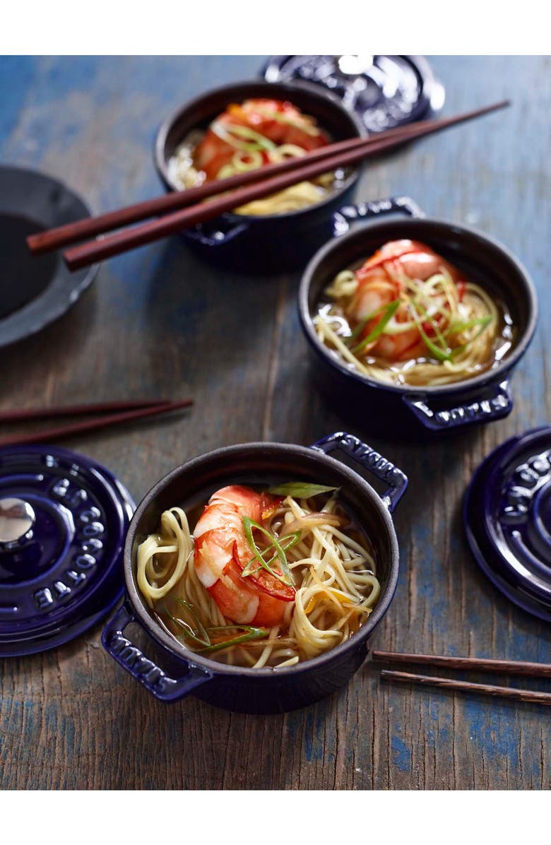 Staub Dark Blue 3-Piece Mini Round Cocotte Set, Alternate, color, Dark Blue