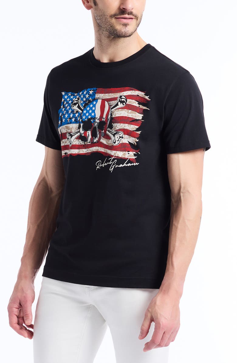 Robert Graham Skull Flag Graphic T-Shirt, Alternate, color, Black