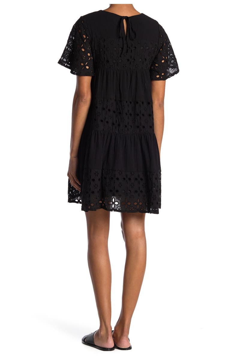 MELLODAY Flutter Sleeve Eyelet Babydoll Dress, Alternate, color, 