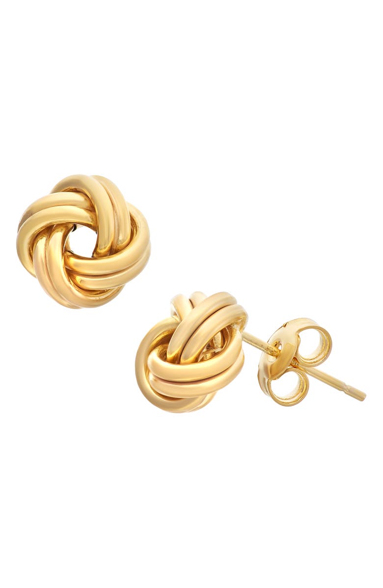 FZN 14K Gold Plate Sterling Silver Love Knot Stud Earrings, Main, color, Yellow