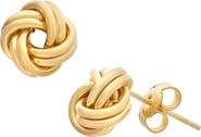 FZN 14K Gold Plate Sterling Silver Love Knot Stud Earrings