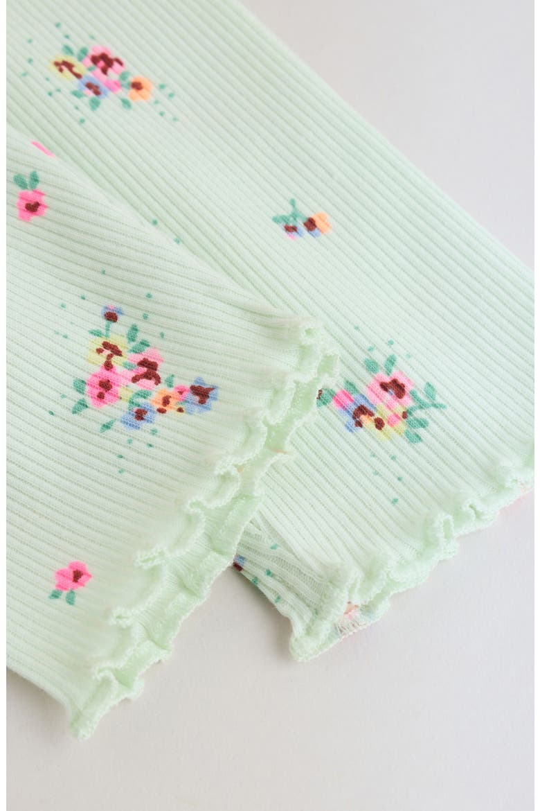Ditsy Floral Top & Leggings Set, Alternate, color, GREEN