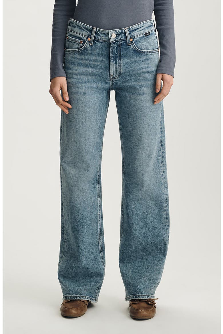 Taylor High Waist Relaxed Straight Leg Jeans, Main, color, MID BRUSHED CLASSIC BLUE