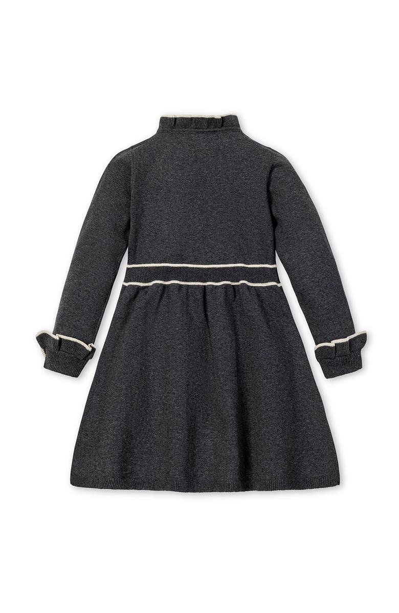 Hope & Henry Kids' Organic Long Sleeve Ruffle Trim Sweater Dress, Alternate, color, Charcoal Heather
