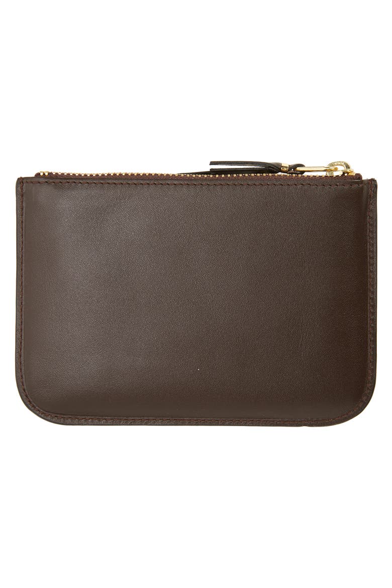 Outside Pocket Two-Compartment Leather Wallet, Alternate, color, BROWN