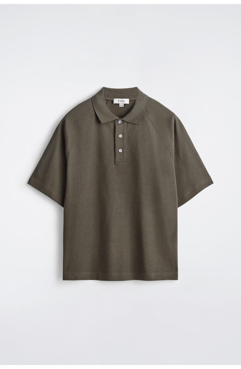 COS Relaxed Cotton-Linen Polo Shirt, Alternate, color, Brown