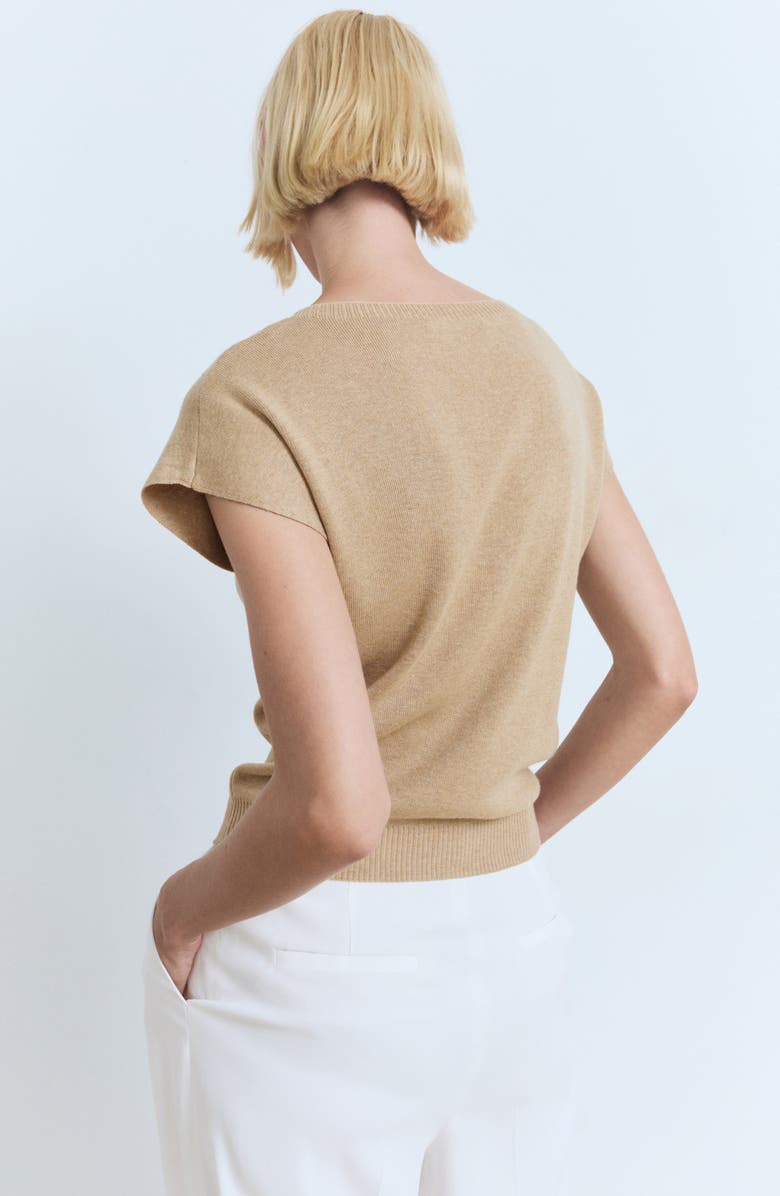 MANGO Fine Knit Cap Sleeve Sweater, Alternate, color, Ecru