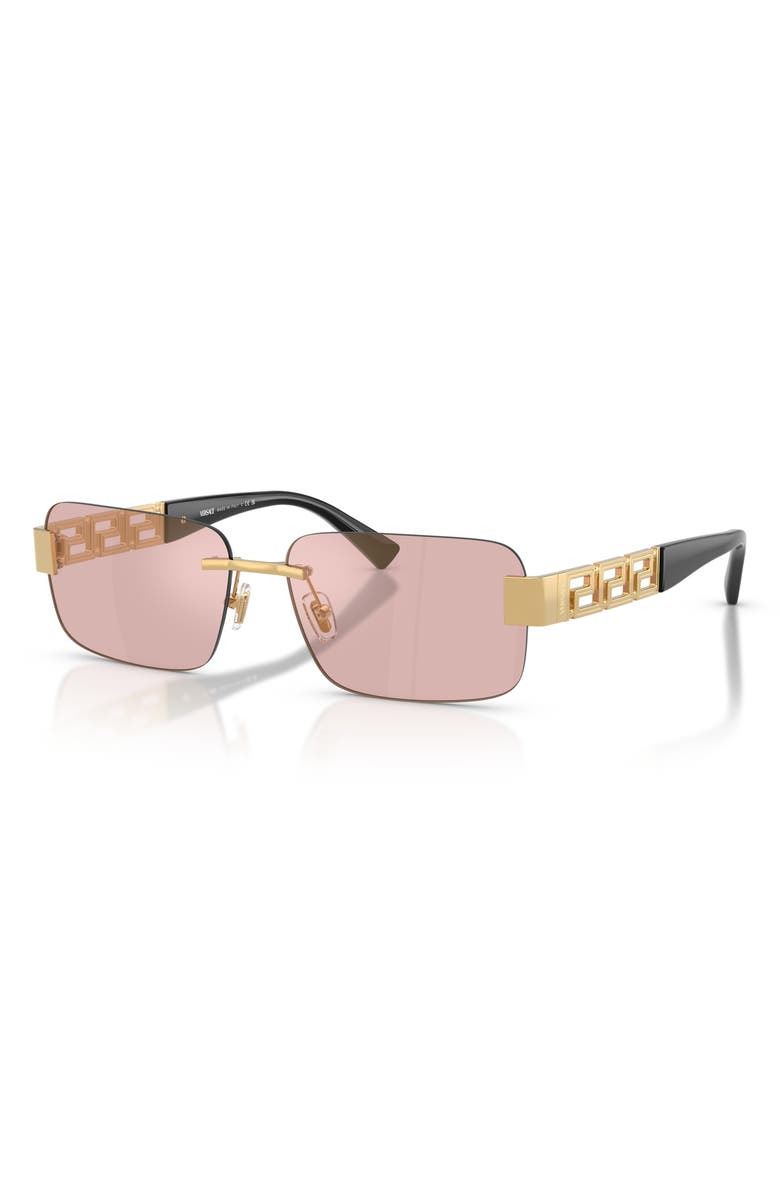 Versace 58mm Rimless Rectangular Sunglasses, Alternate, color, Gold / Pink Mirror Gold