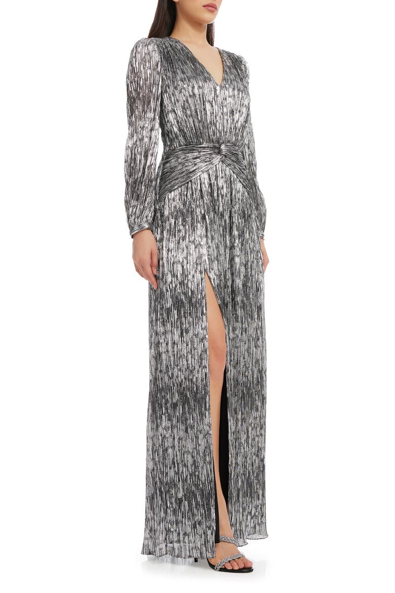 Cia Metallic Long Sleeve Dress, Alternate, color, BLACK-SILVER