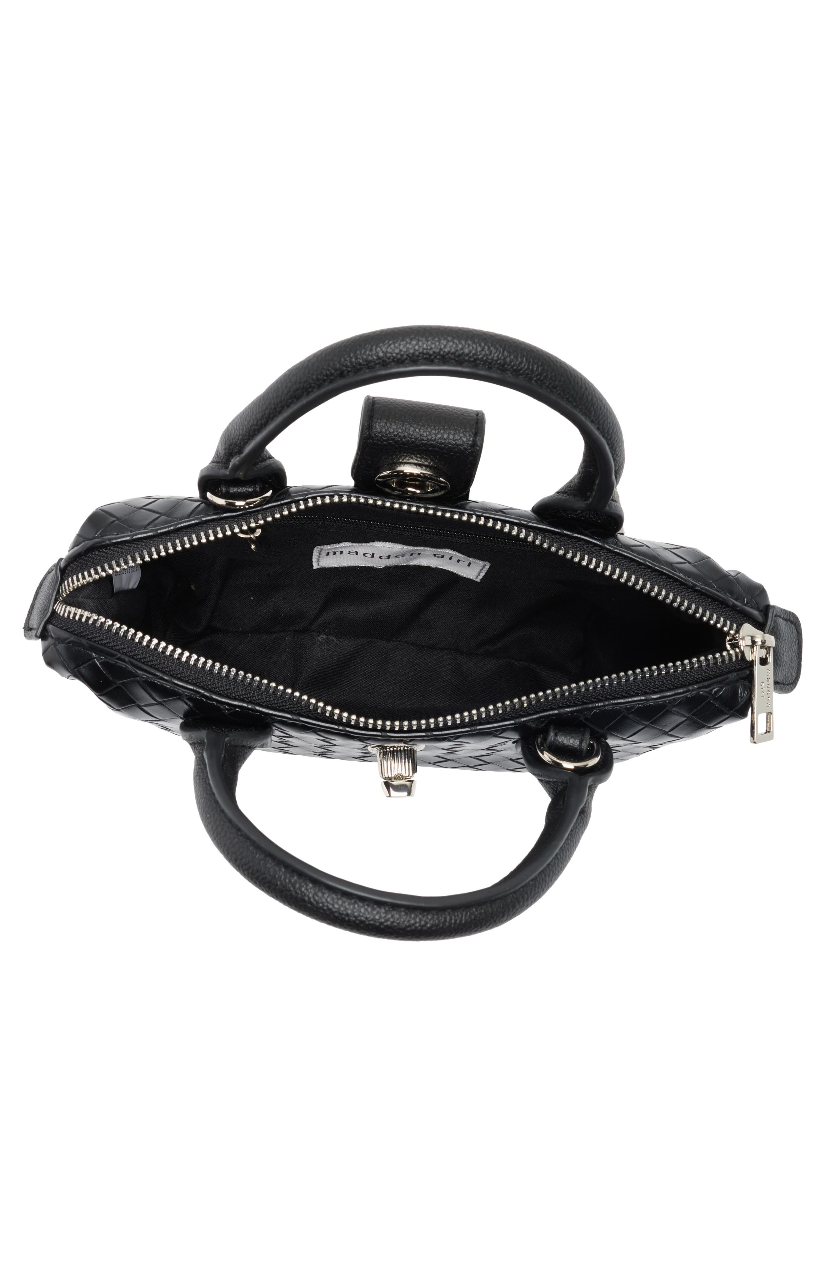 Madden Girl Mini Woven Tote, Alternate, color, Black