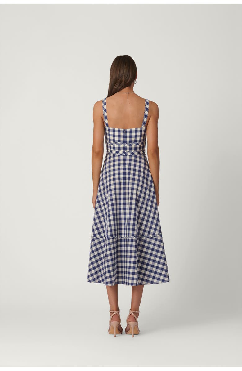 Shoshanna Gingham Kaydence Dress, Alternate, color, Navy/Optic