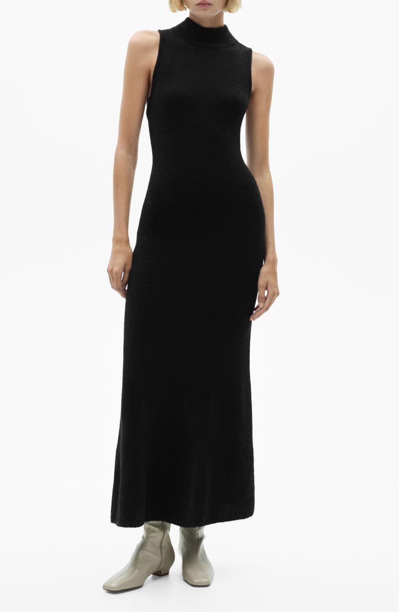MANGO Sleeveless Open Back Knit Maxi Dress, Main, color,