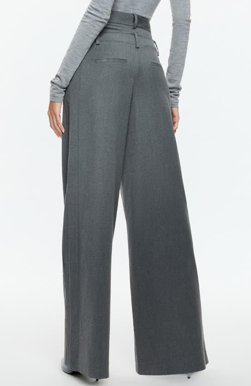 Alice And Olivia Aspen High Rise Double Waist Trouser In Shadow Grey Melange