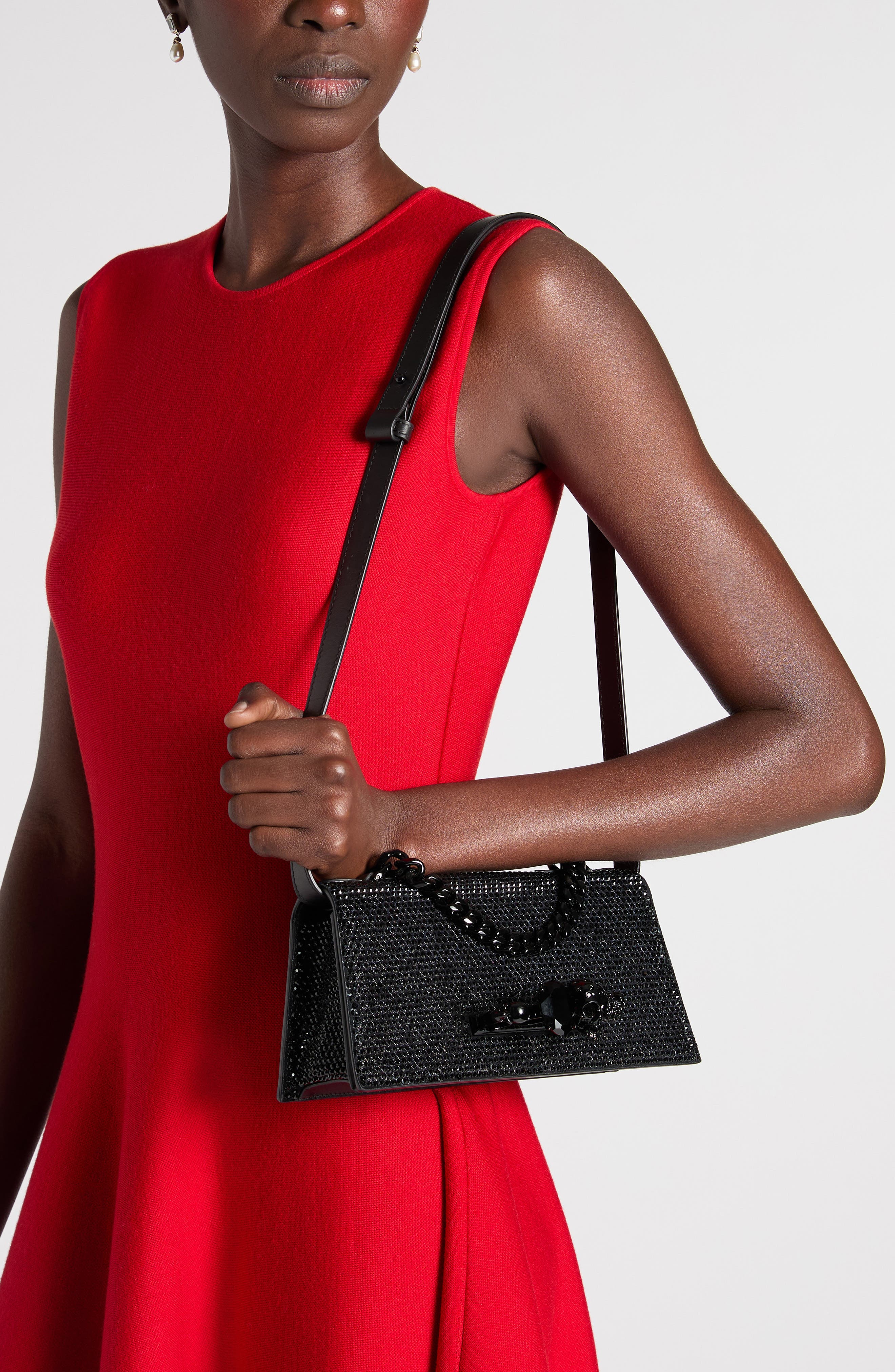 Mini Jeweled Shoulder Bag, Alternate, color, BLACK