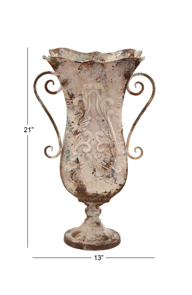 UMA Beige Metal Distressed Vase, Alternate, color, 