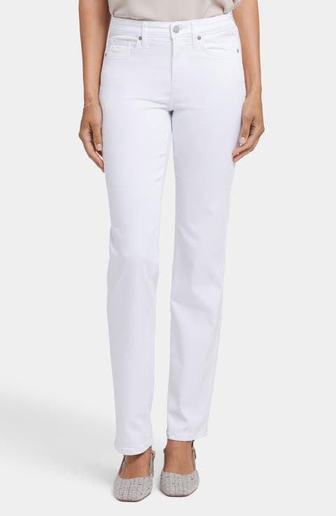 NYDJ No Gapper Marilyn Straight Leg Jeans (Optic White) (Petite)
