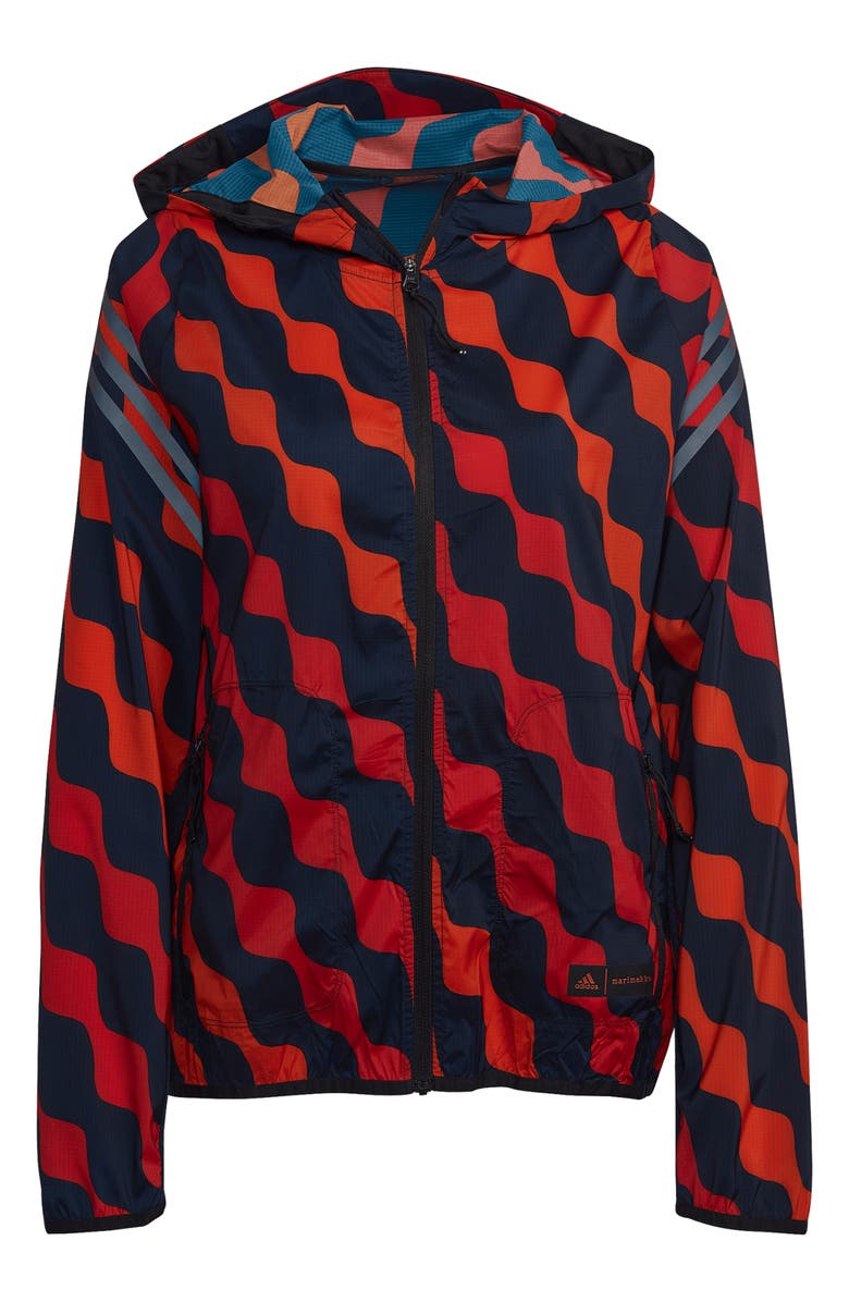 adidas x Marimekko Print Icon 3-Stripes Windbreaker, Alternate, color, 
