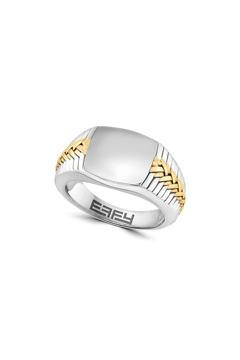 Sterling Silver & 18K Gold Woven Ring, Main, color, SILVER