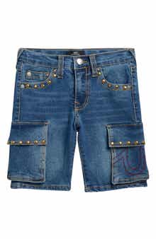 True Religion Kids' Studded Denim Cargo Shorts