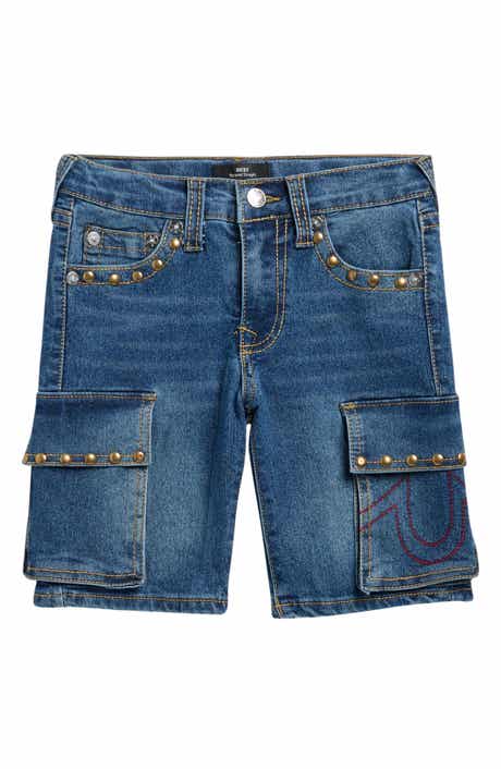 True Religion Kids' Studded Denim Cargo Shorts
