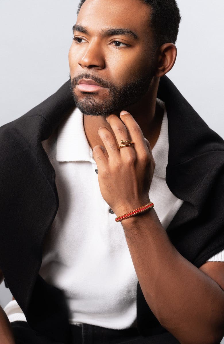 Nialaya Red Woven Box Chain Bracelet, Alternate, color, Red / Gold