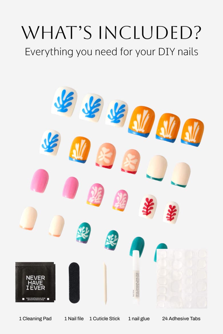 Henri Matisse Square Snow Flowers Square Press on Nails, Alternate, color, Pink