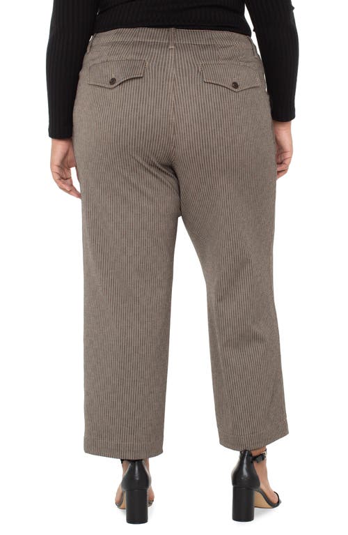 Liverpool Los Angeles Stripe Crop Wide Leg Pants In Brown