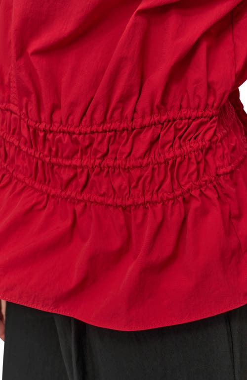Dkny Shirred Puff Sleeve Peplum Top In Red