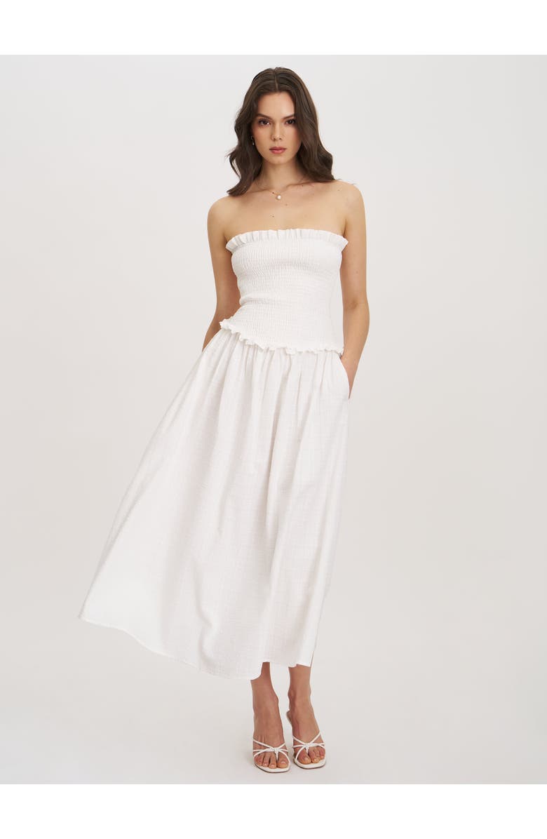 Miss Circle Quadiya Smock Top Strapless Drop Waist Midi Dress, Alternate, color, White