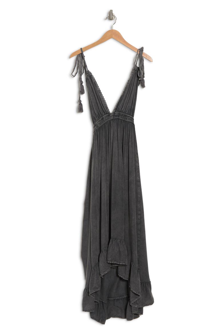 Open Back Plunge Neck Ombré Halter Dress, Alternate, color, CHARCOAL