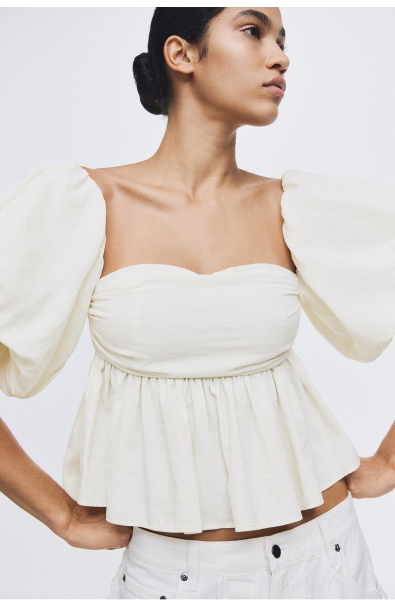 H&M Off-the-shoulder Top, Alternate, color, Cream
